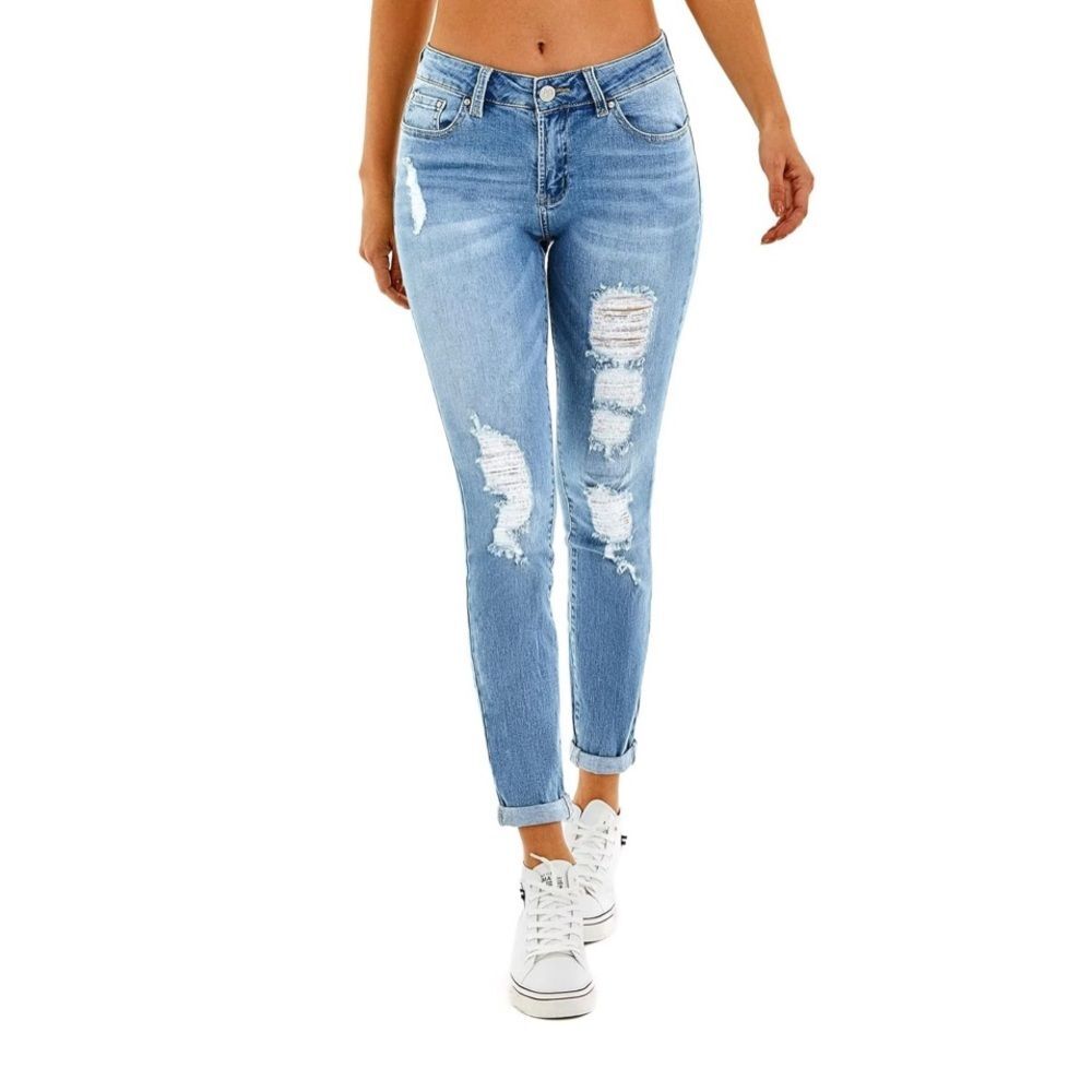 RHODANTHE Ripped Skinny Jeans Stretch Boyfriend Trendy Jean Size 6